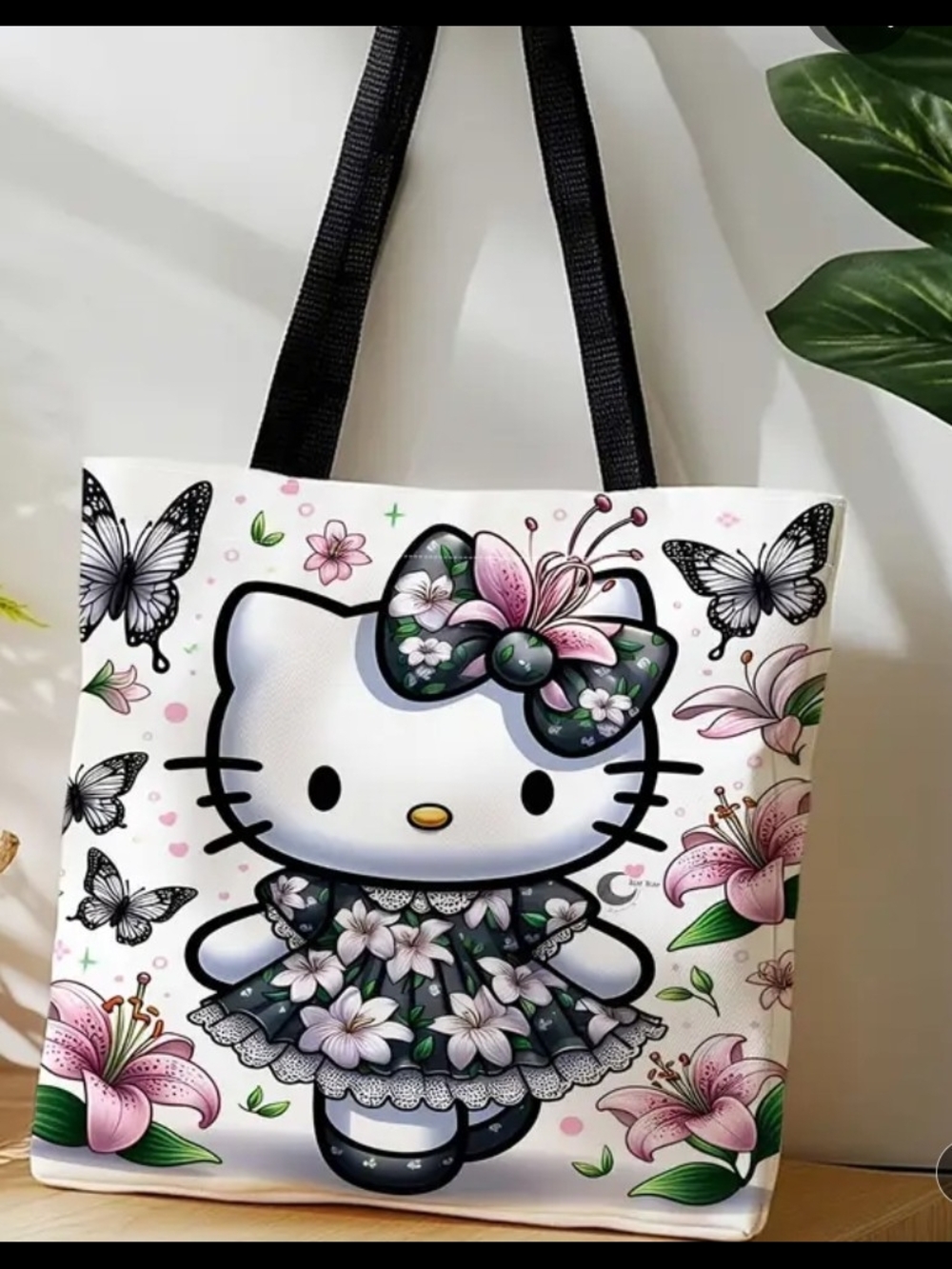 Hello Kitty Floral Tote Bag - White/Pink
